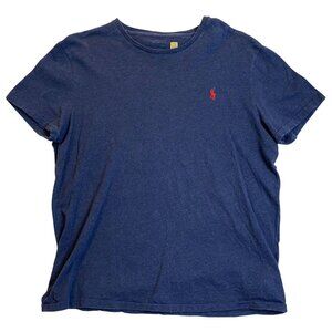 Polo Ralph Womans Lauren T-Shirt XL Polo Blue Crewneck With Red Logo100% Cotton